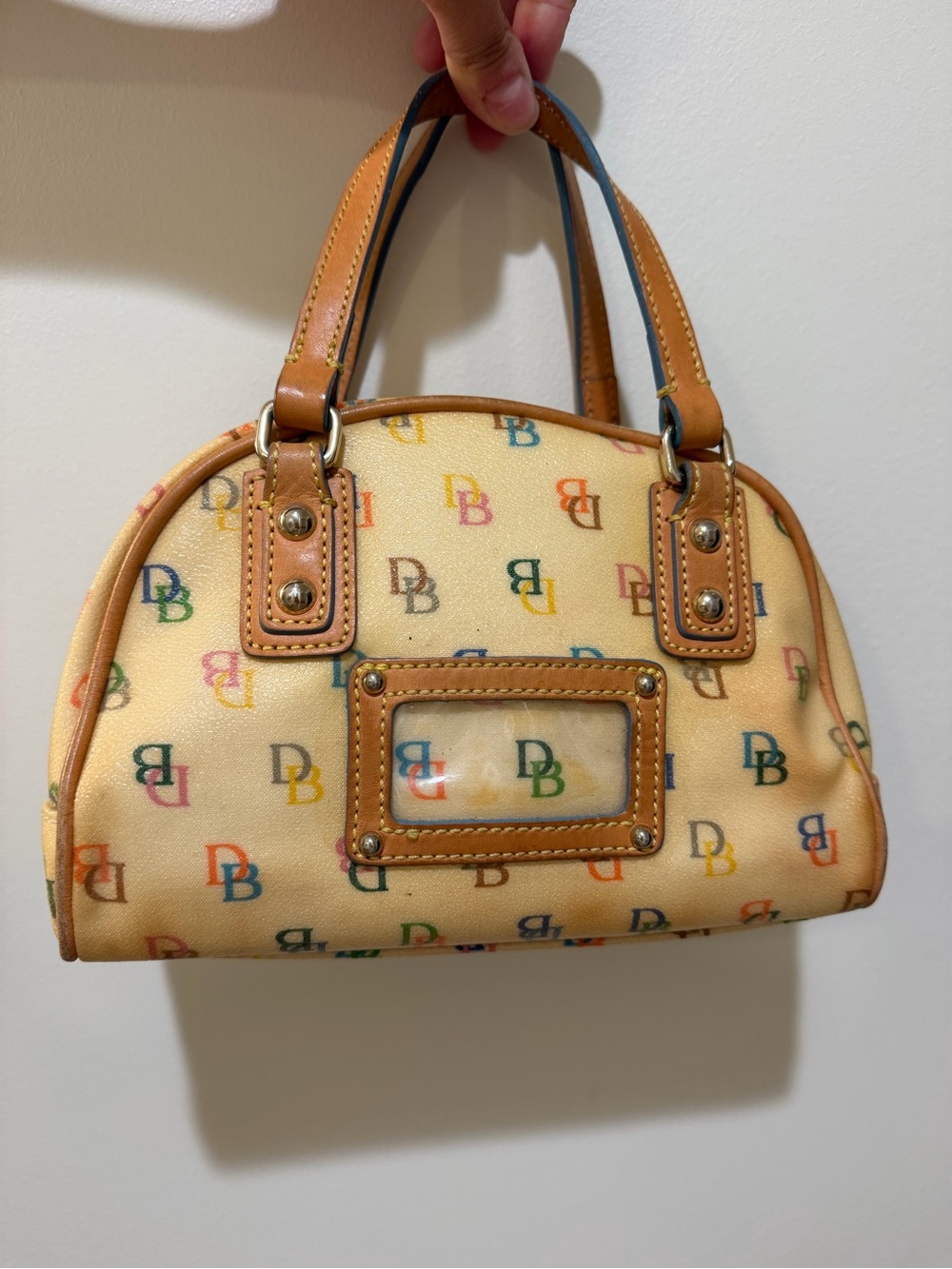 Dooney & Bourke Vintage “It” Y2K Multicolor DB Logo Satchel Top Handle - Picture 4 of 11